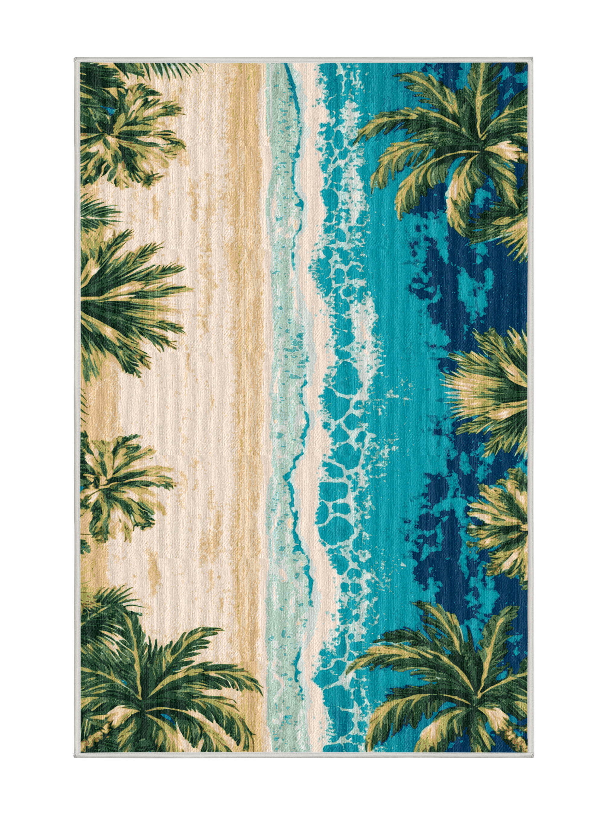Bayou Breeze Washable Caribbean Beach Coastal Area Rug | Wayfair