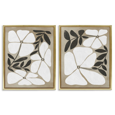 Ensemble de cadres flottants 2 pièces Neutral Bohemian Flowers, design par Victoria Barnes