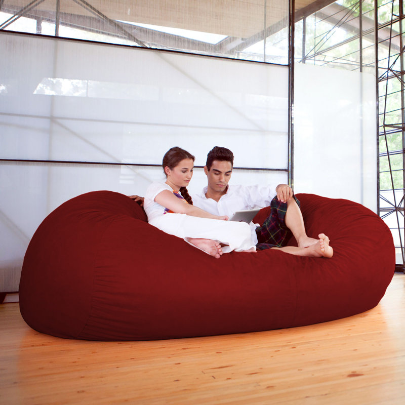 7 Foot Giant Bean Bag Sofa, Cinnabar Microsuede