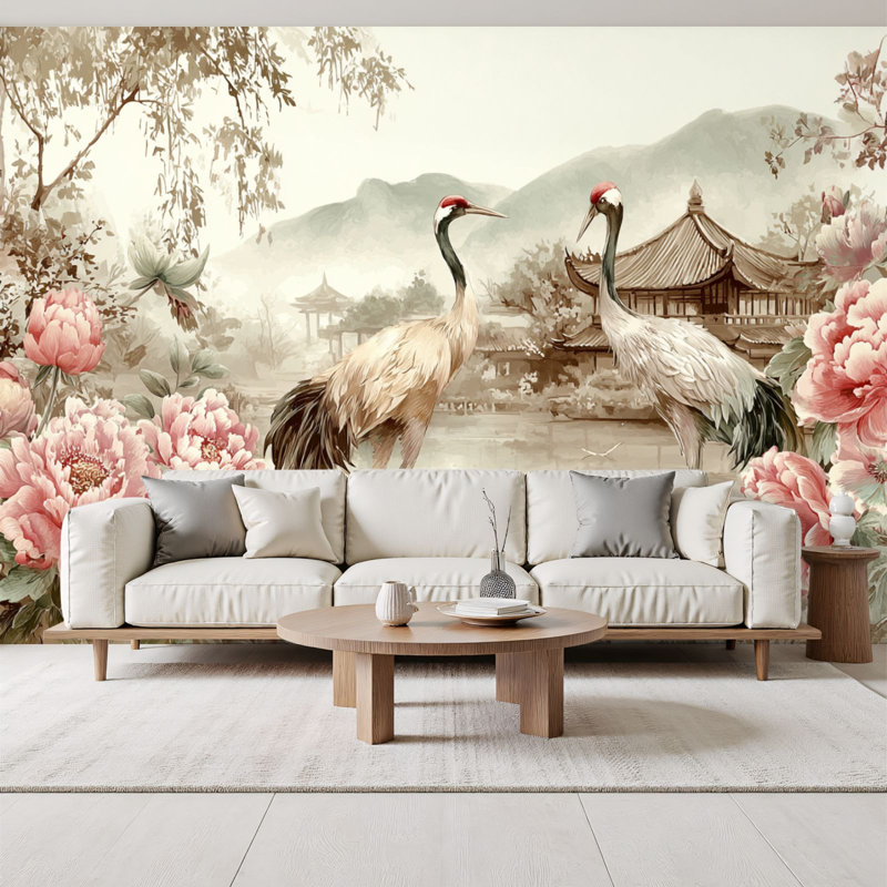 Papier peint adhésif chinoiserie Elegant, L 96 po x l 69 po