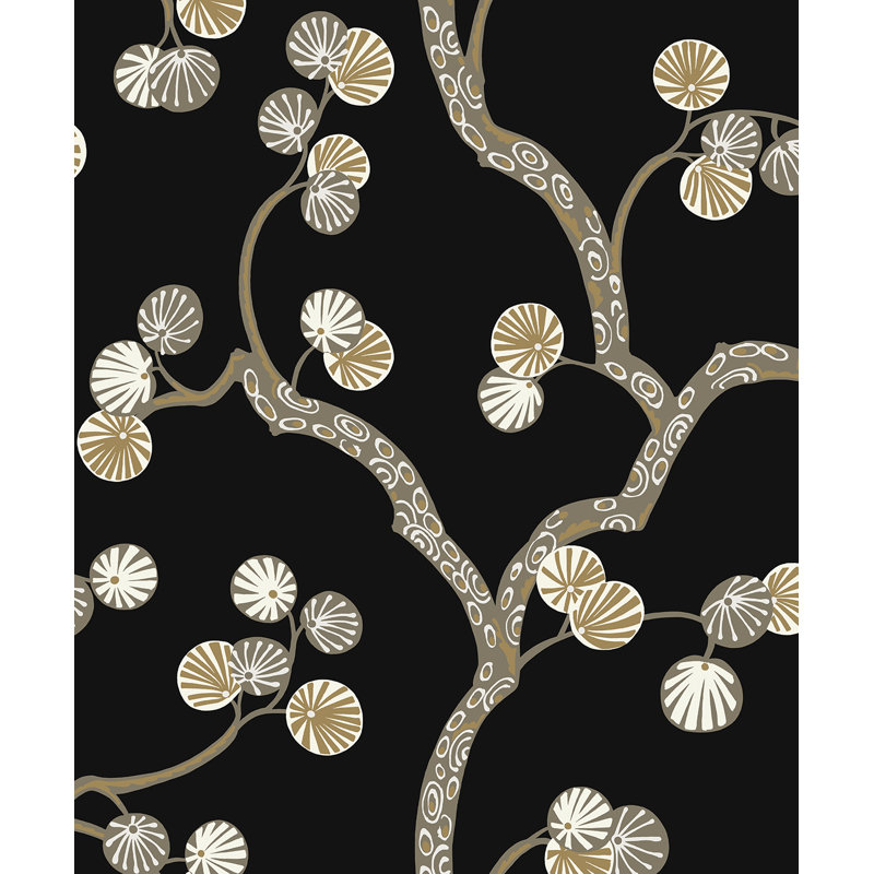  Papier peint adhésif Snowlands Woodland Whimsy, Noir et or