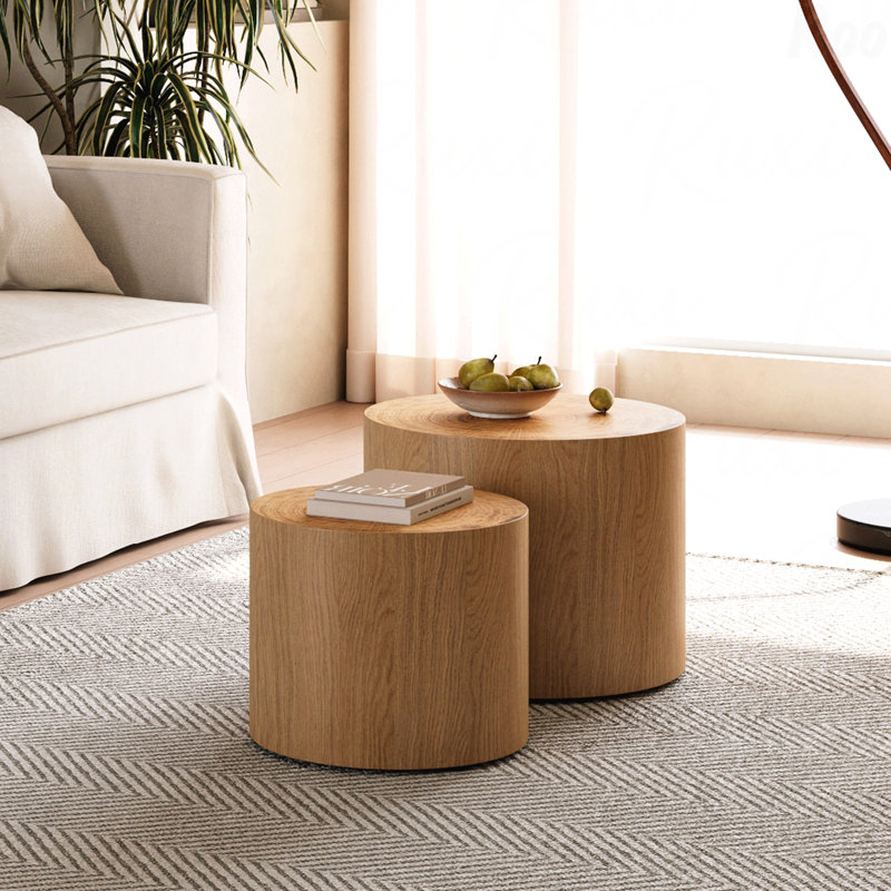 Ensemble de 2 tables basses gigognes, Naturel