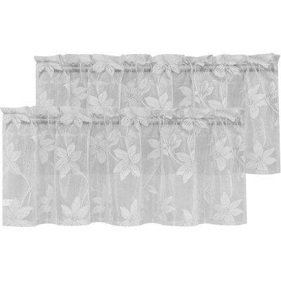 2 Panels Floral Lace Sheer Curtains - Elegant Design Rod Pocket Boho Chic Decor Window Voile Sheer Drapes Farmhouse Style for Bedroom and Living Room