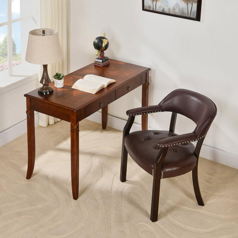 Tufted Solid Back Arm Chair, Espresso, Walnut