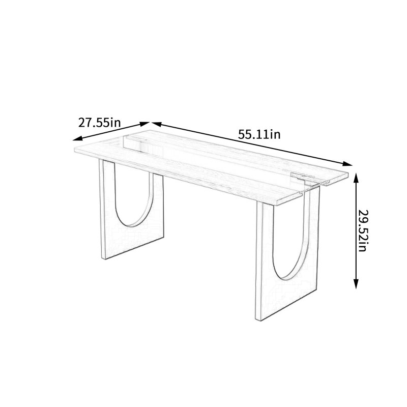 Bureau en verre trempé Creative Design, Transparent/noir, H 29,52 po x l 55,11 po x P 27,55 po