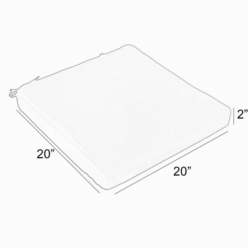 Sunbrella Outdoor 2'' Dining Chair Chair Pad, 2" H x 20" W x 20" D