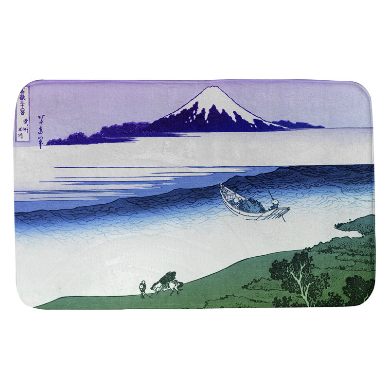 Tapis pour salle de bain antidérapant Clair Tama River in Musashi, l 17 po x L 24 po, Mauve / Vert