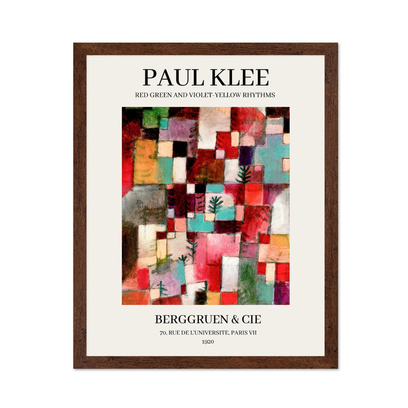 Paul Klee - Rythmes rouge-vert et violet-jaune, 24"H x 32"W, Affiche, Encadrement brun