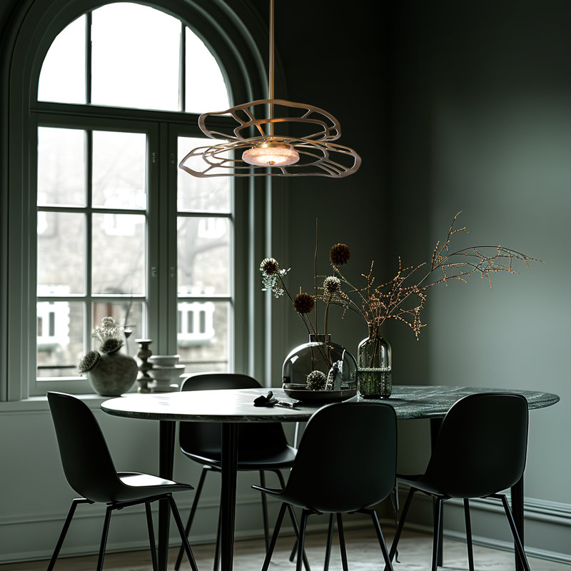 Muse LED Pendant, 6.7" H x 30.6" W x 30.6" D, Modern Brass