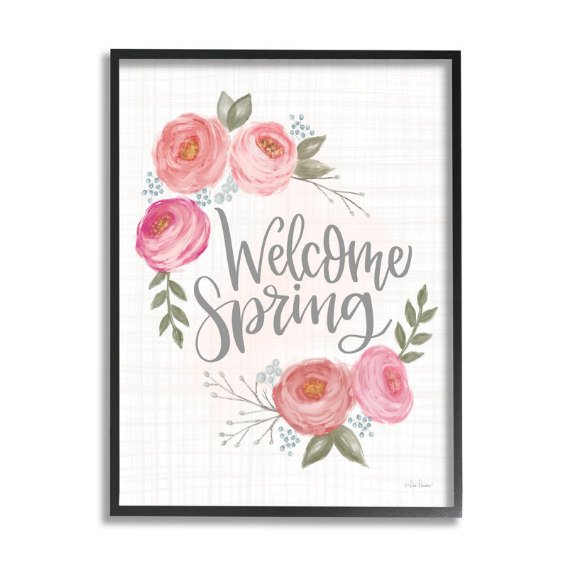 Motif écossais de roses «Welcome Spring Greeting Blossoming» par Lisa Larson - Peinture, H 30 po x l 24 po x P 1,5 po