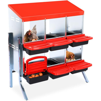 Boîtes de nidification pour poulets, boîtes de nidification de poulet à 6 trous avec pattes, boîte de nidification avec couvercle, pour poulailler extérieur