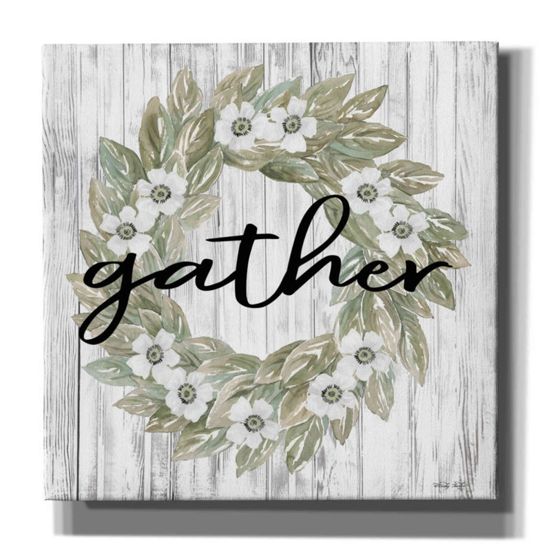 «Gather Wreath» par Cindy Jacobs, art mural sur toile, H 26 po x l 26 po x P 1,5 po