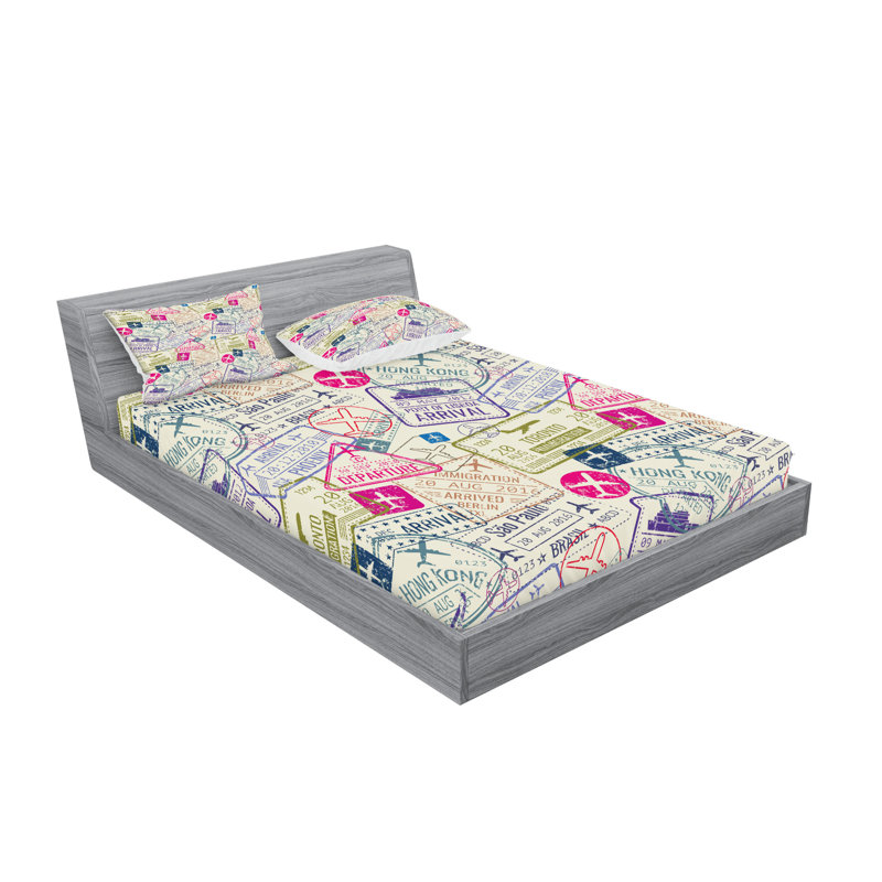 Ensemble de draps et taies décoratives Ambesonne, coquille d'œuf et rose, Ensemble de draps pour très grand lit + 1 drap-ho