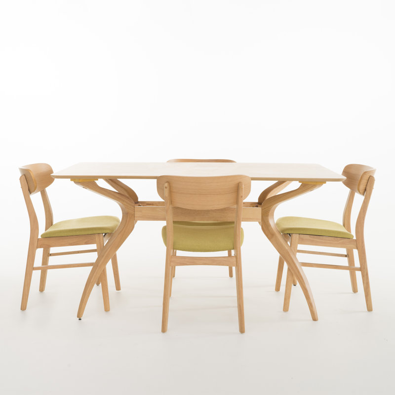 Ensemble repas pour 4 personnes Arbel, Chêne naturel, Thé vert, H 30 po x L 59 po x l 35 po
