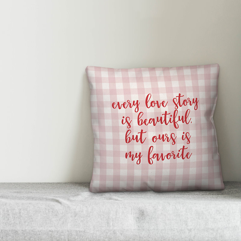  Coussin décoratif "Chaque histoire d'amour est magnifique", Rose / Rouge, Housse de coussin