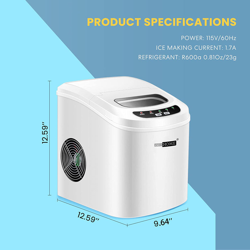 Machine à glaçons électrique compacte 27 lb, Blanc