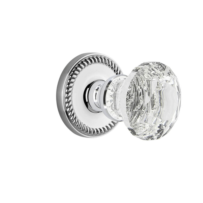 Rosette Grandeur Newport avec poignée en cristal brillant, Chrome brillant