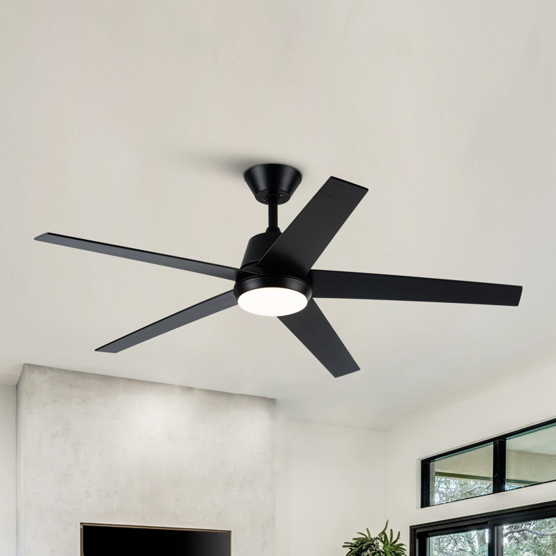  Ventilateur de plafond intelligent à intensité variable de 52 po avec 3 lumières à DEL CCT, APP et télécommande, moteur à courant continu réversible à 6 vitesses, pales de bois à double face, minuterie, tiges verticales de 6 po / 10 po