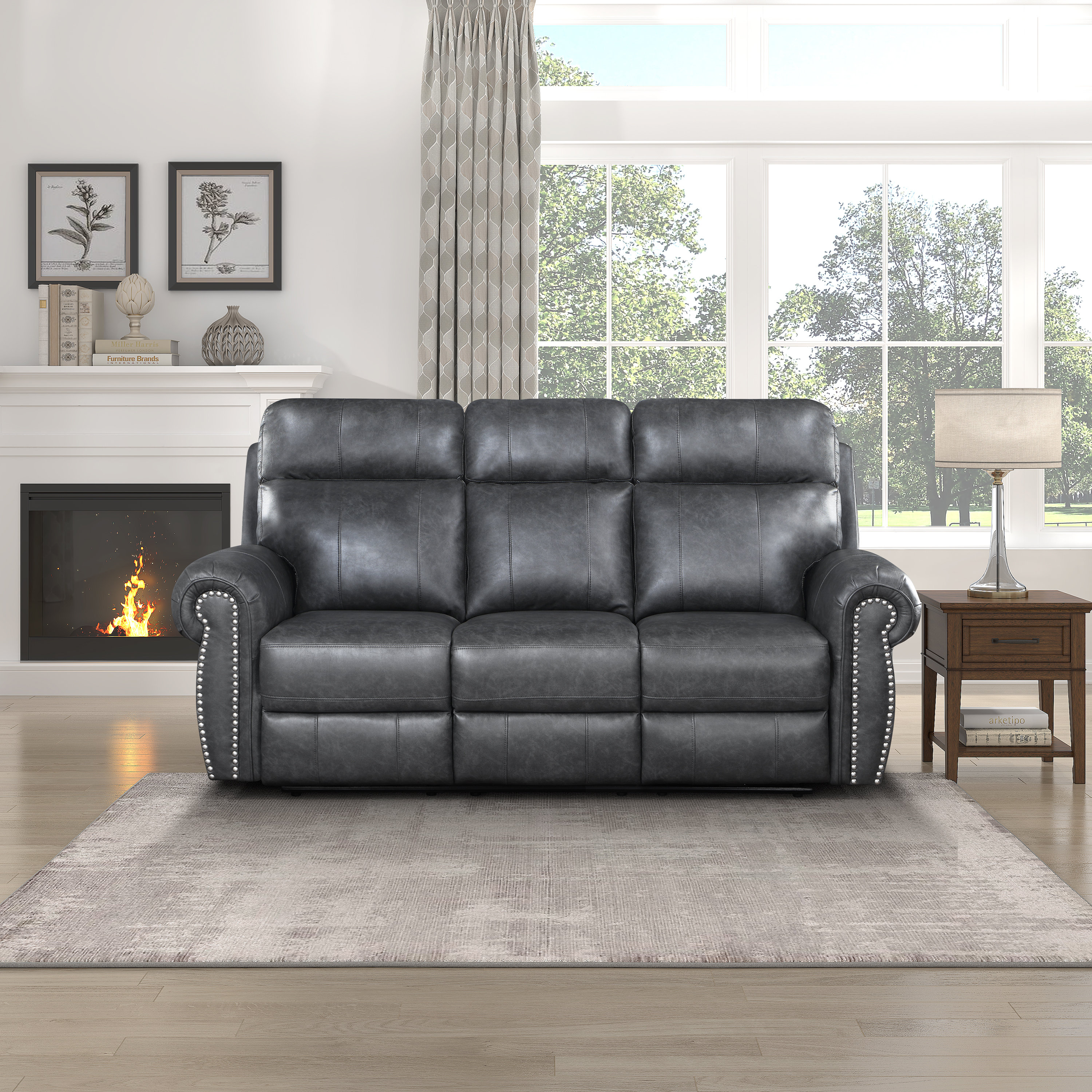 Red Barrel Studio® 84" Pillow Top Arm Reclining Sofa with Reversible ...