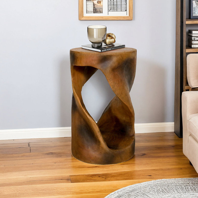 Table d'appoint en béton Twist Shape, table de bout moderne unique pour la décoration intérieure