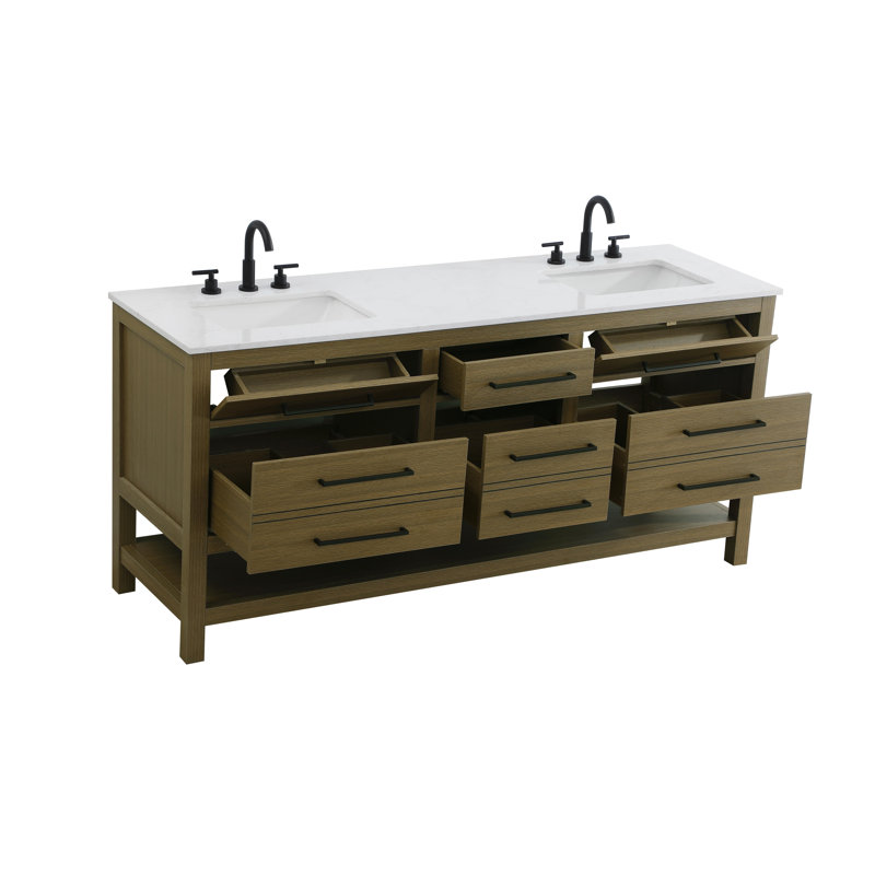 72 inch Double Bathroom Vanity_Modern_VF60572, Chestnut Brown