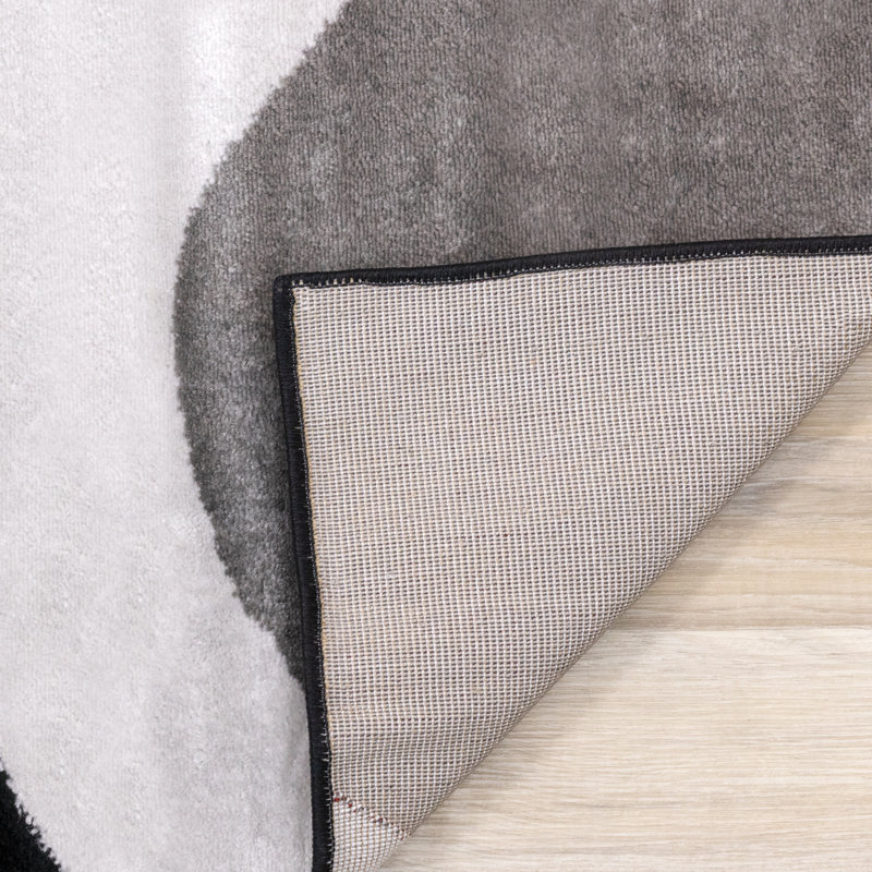 Garrick Abstract Black/Gray Area Rug, Rectangle 2'8" x 4'11"