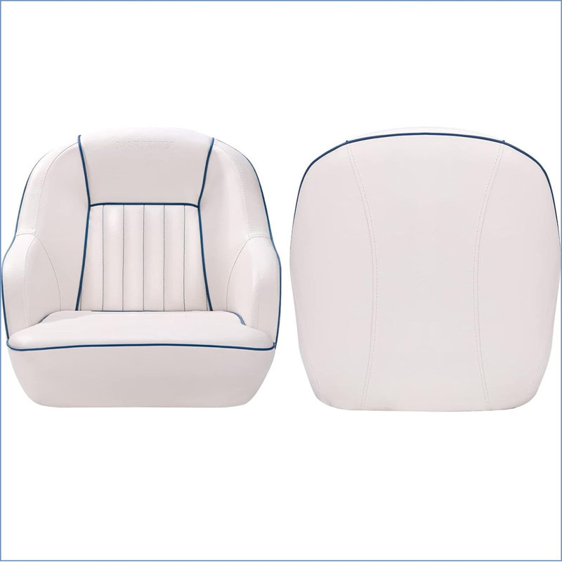 Metal Outdoor Lounge Chair, White/Blue