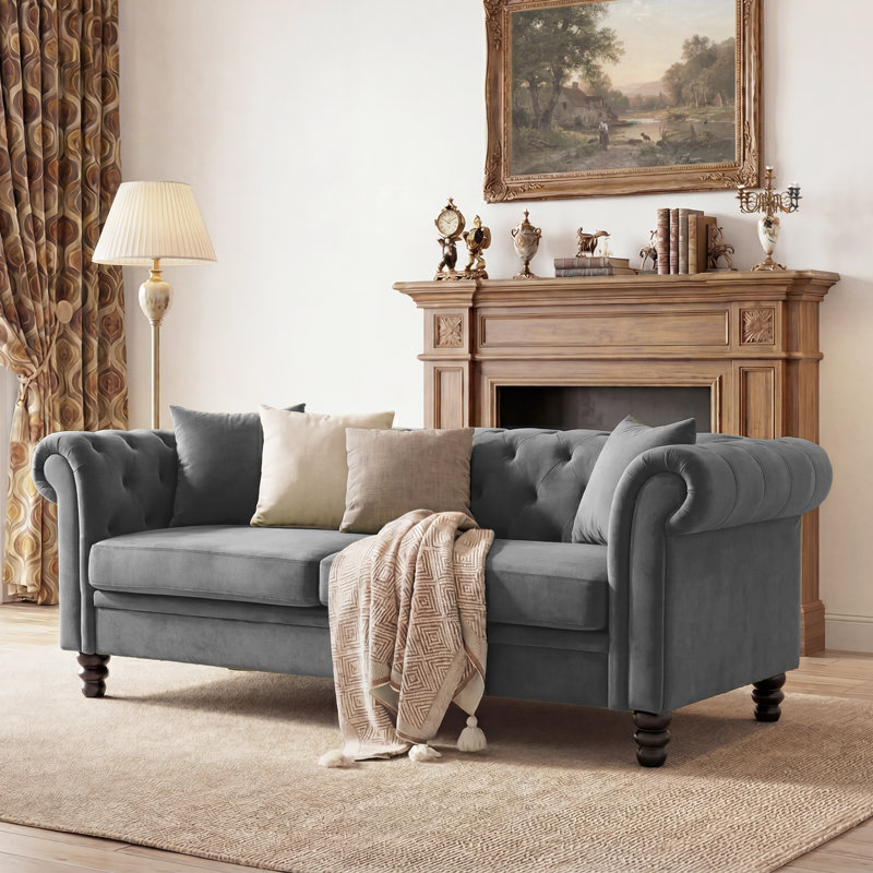 Canapé Chesterfield Fynlie, Gris