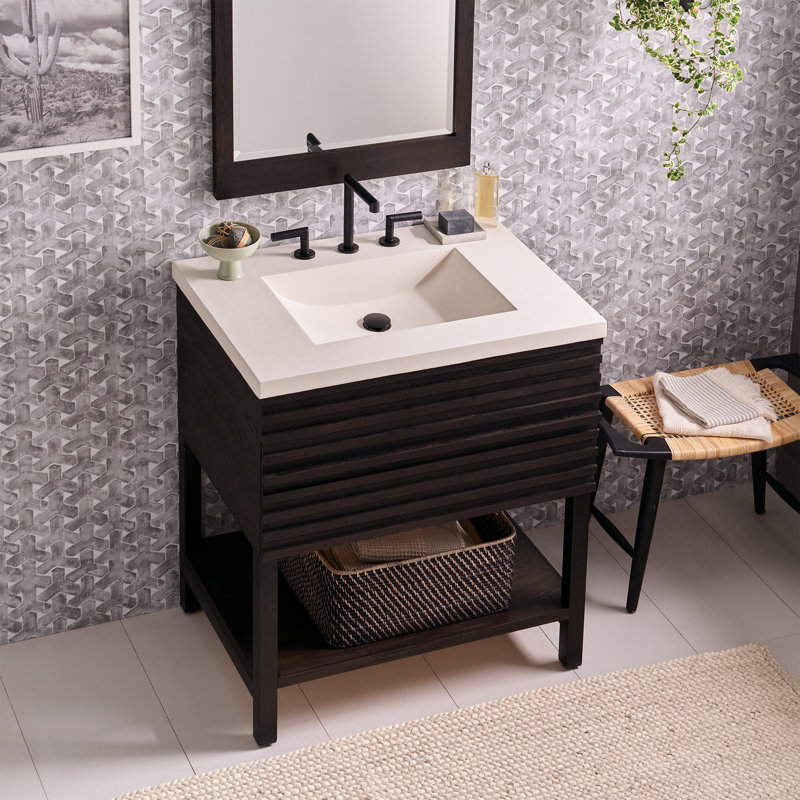 30.5" Single Bathroom Vanity Top with Sink, Pearl, 8" Centers