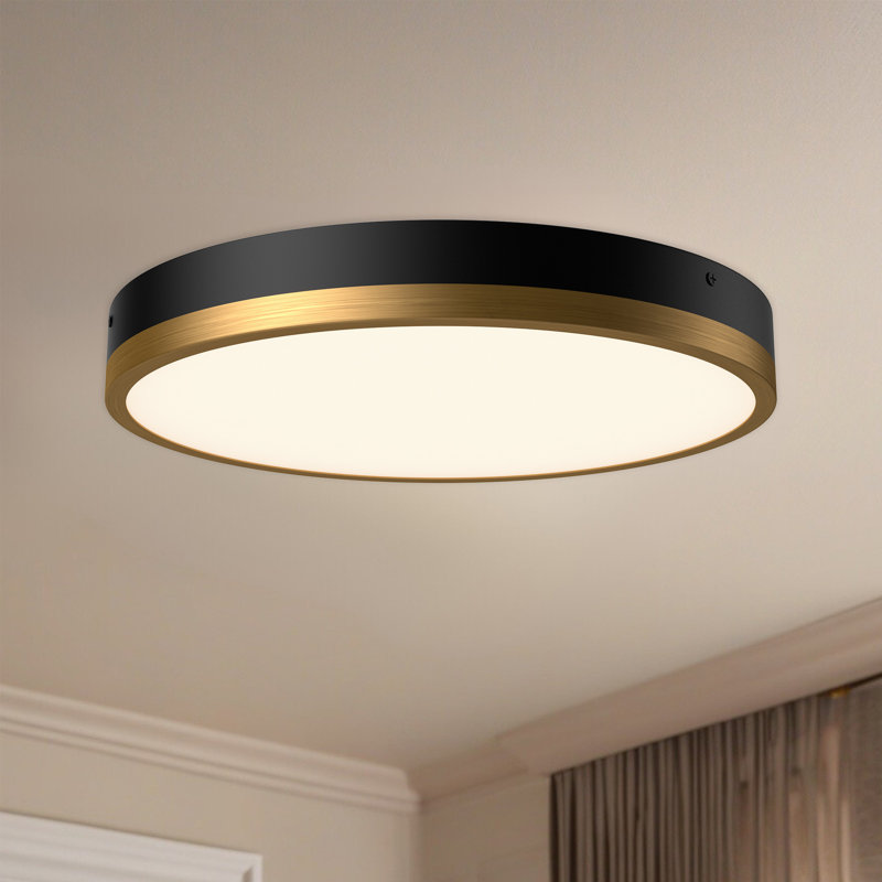 Plafonnier encastré 1 lumière Orland, H 2 po x l 15 po x P 15 po, Or vieilli / noir mat