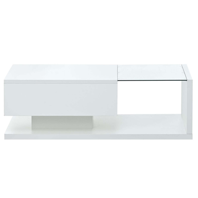 Table basse moderne avec verre trempé, Blanc