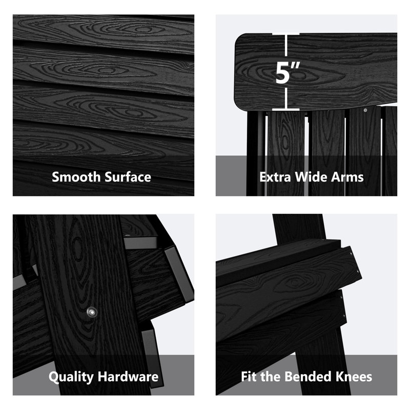 Outdoor Adirondack Chair, Black
