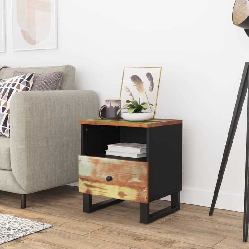 Tonkin 31cm W Bedside Table, Multicolor/Black