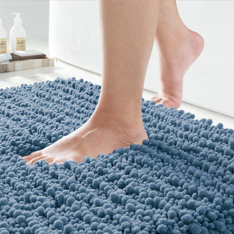 Soft & Cozy Rectangle Bath Rug, Denim Blue