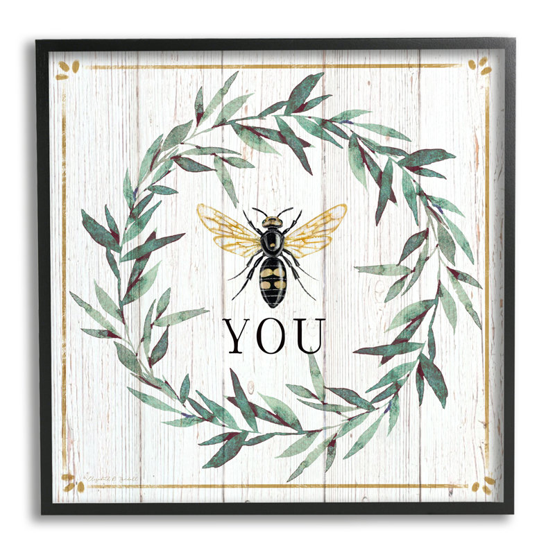 «Bee You» citation «Farm Floral Insect», surdimensionné, encadré par estampe numérique par Elizabeth Tyndall