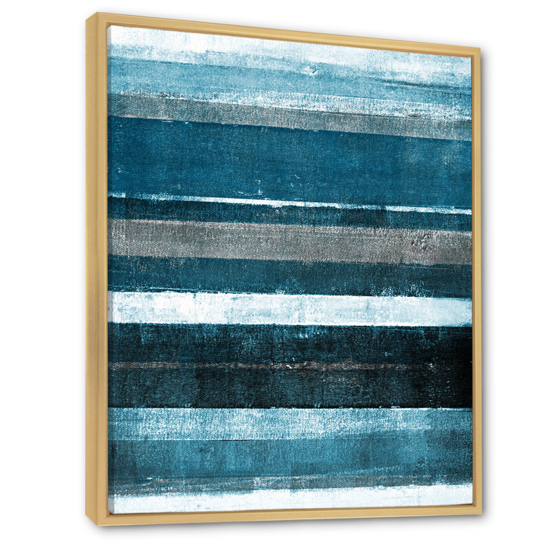 Art moderne gris et bleu II 2FL47788, Toile avec cadre brun, H 32 po x l 16 po x P 1 po