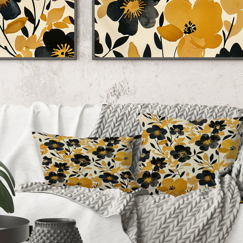 Coussin lombaire Delicate, Noir / Jaune