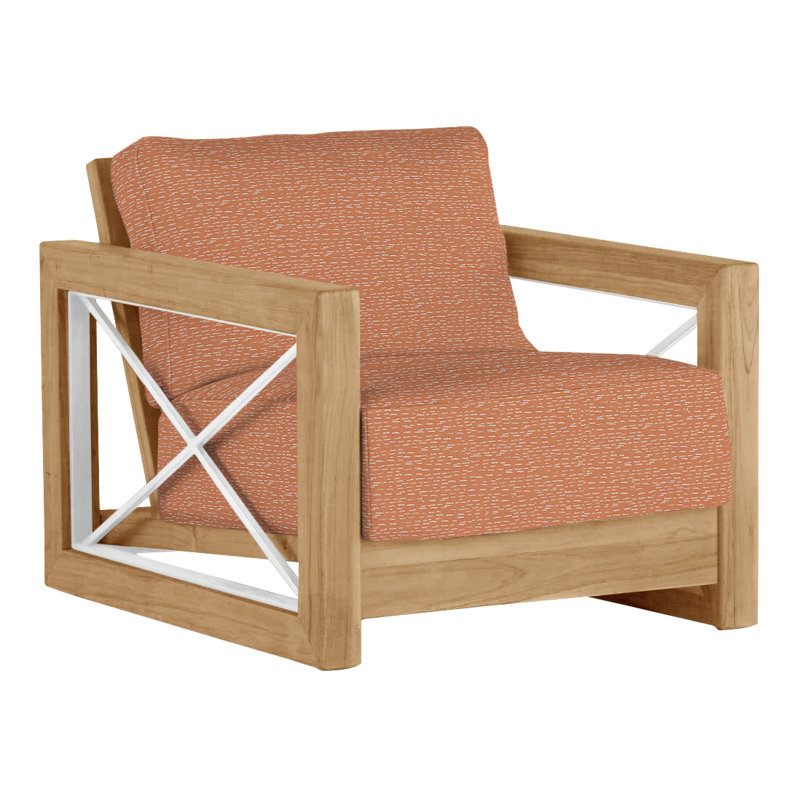 Malta Teak Outdoor Lounge Chair, No welt + Standard fill, Natural Teak, Perigold Arigato Mango