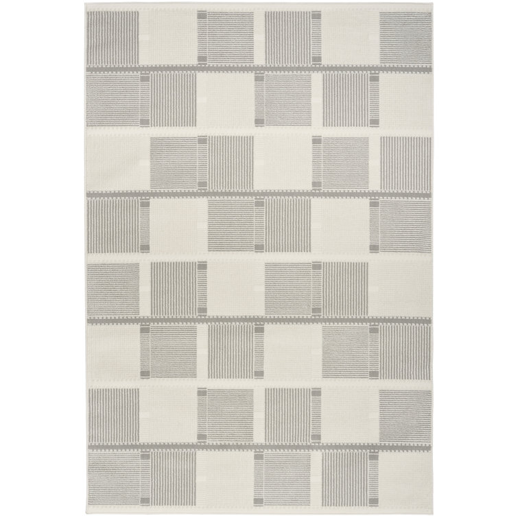 Ebern Designs Reimann Ivory Grey Modern Indoor Rug