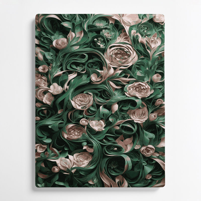 Abstrait floral vert 83, art mural en métal