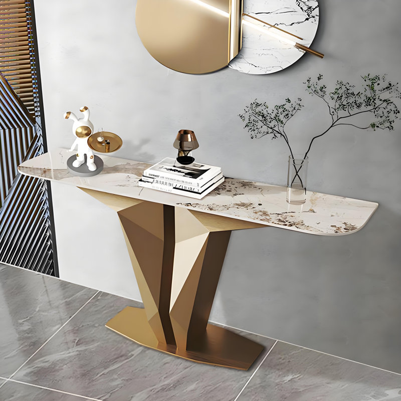Console de style italien en pierre frittée., 33.4" H x 54.3" W x 13.7" D