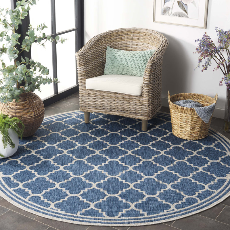 Nyjee Performance Performance Geometric Indoor/Outdoor Area Rug, Round 6'7"
