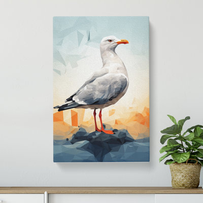 Seagull Geometric Art - Wrapped Canvas