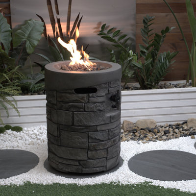 Foyer d'extérieur au gaz à haut rendement, 20 pouces, avec pierres de lave et brûleur 32 000 pouces imperméable, diamètre de pouce et manteau de cheminée