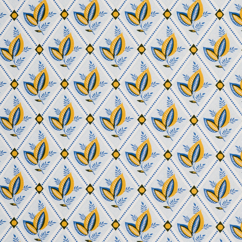 Tissu de treillis Basile, Jaune/bleu