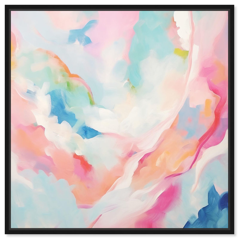 Soft Swirls I Canvas Spring Abstracts by, Black Floater Frame, 13" H x 13" W