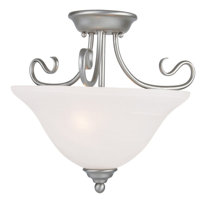 Glass Semi Flush Mount, Brushed Nickel
