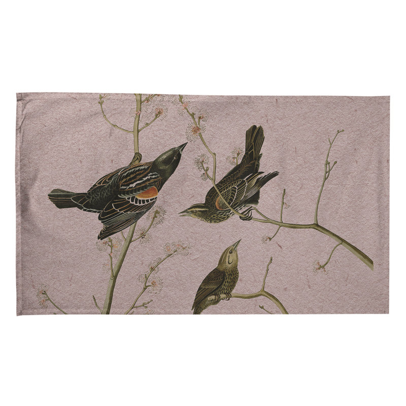 Serviette à thé à oreilles starling, Sergé de coton, Rose