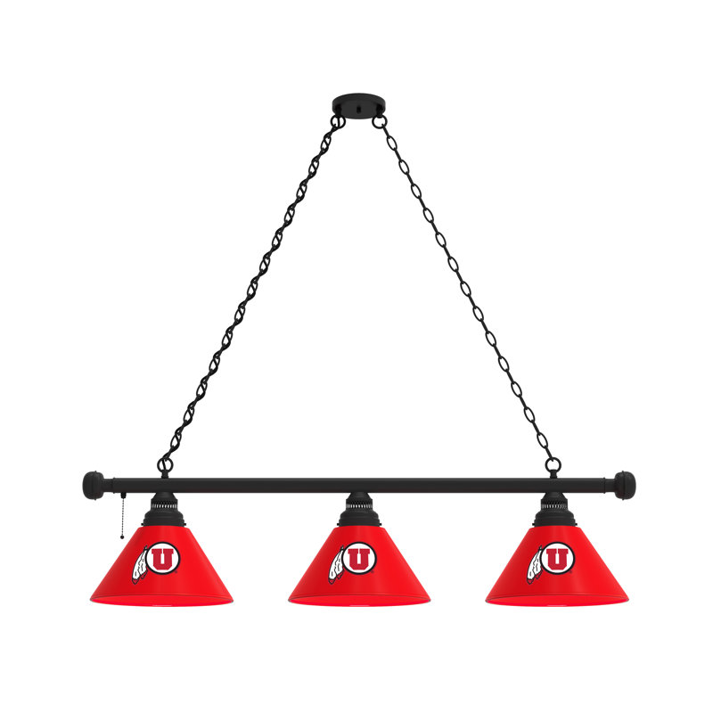 3 - Light Pool Table Lights Pendant, Black, Utah Utes