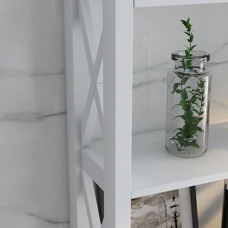 Sur-rangement - Tablette de salle de bain avec tiroir et 2 tablettes ouvertes pour articles de toilette